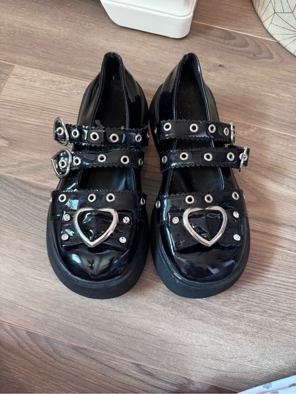 Whimsigoth Studded Patent Platform Shoes